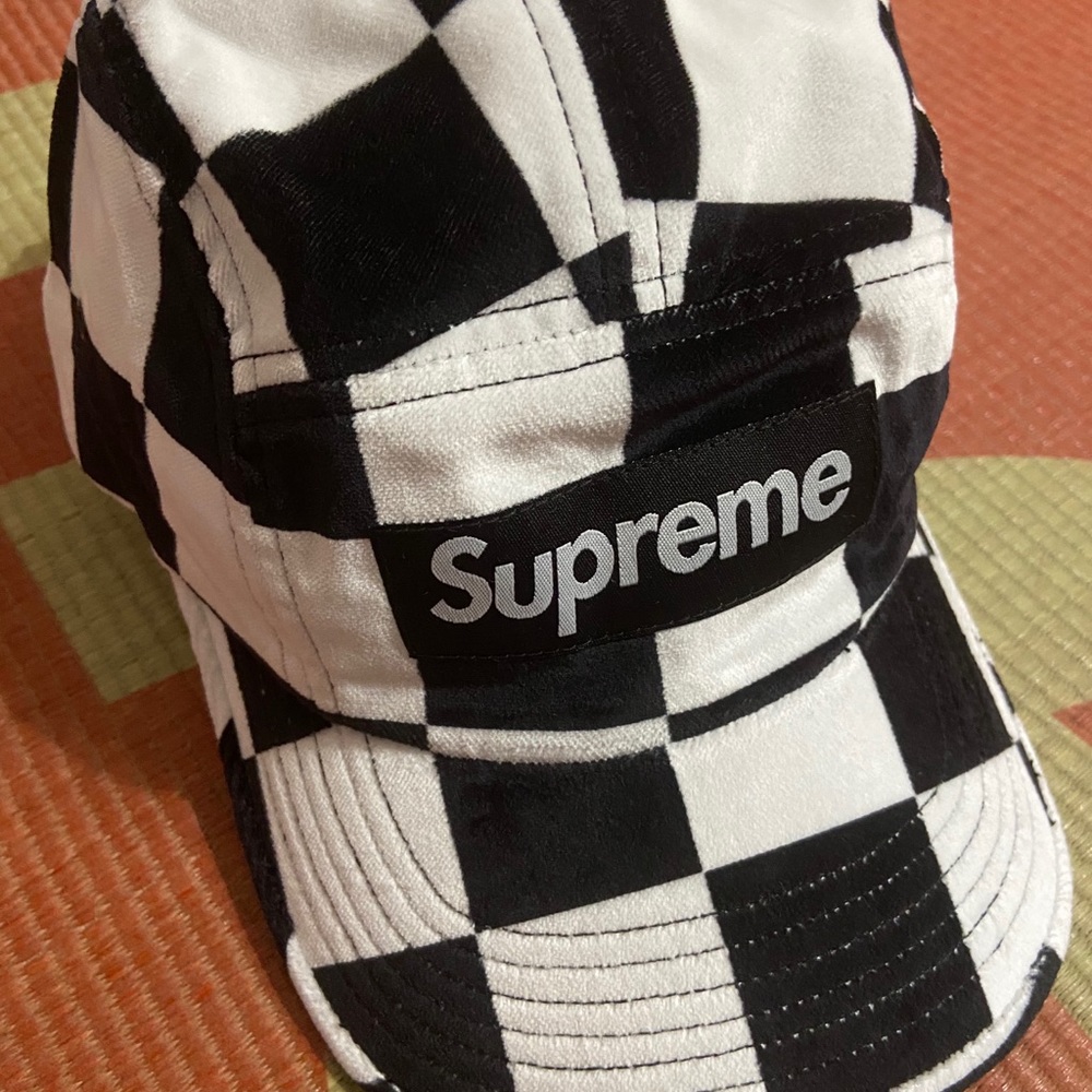 Supreme Velvet Checkerboard Camp Cap FW20